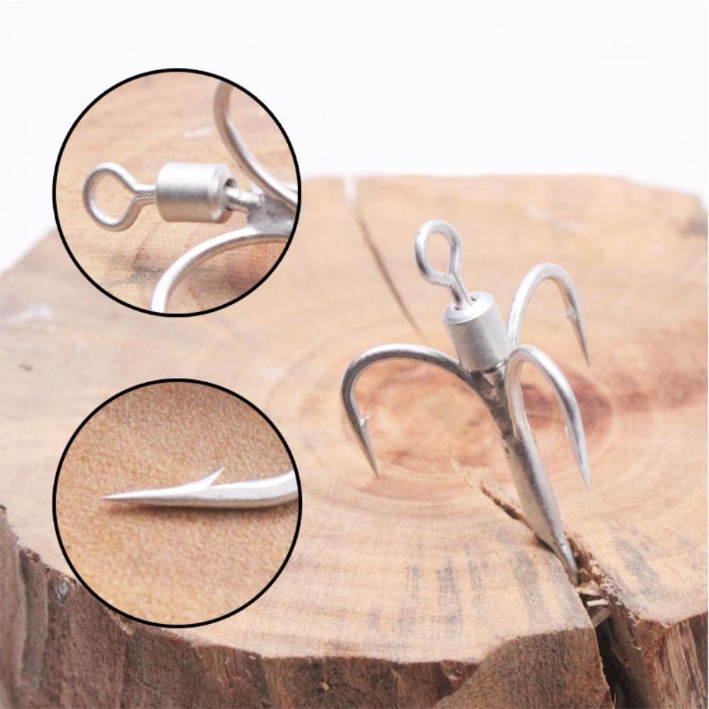 Lanfy Memancing Treble Hook Hard Lure Putaran Bengkok Getaran Baja Karbon Tinggi Rotary Diperkuat Las Treble Hooks