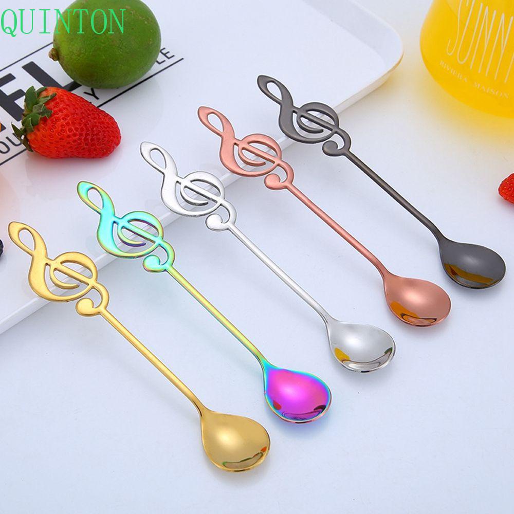 Quinton Sendok Teh Tahan Karat Multi-Warna Opsional Cermin Dipoles Stainless Steel Alat Dapur Kopi Pengaduk Simbol Musik Dessert Spoon