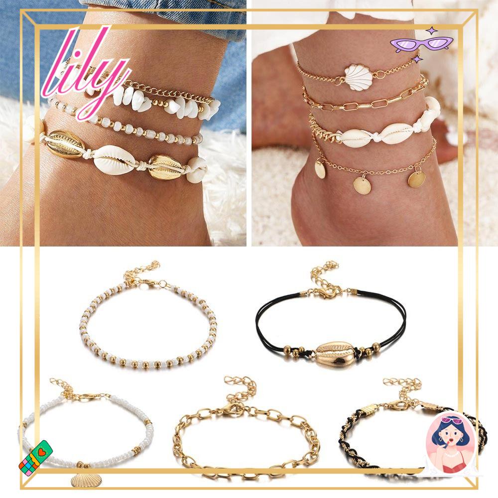 Lily Gelang Kaki Rantai Pantai Batu Pecah Bohemia Foot Chain