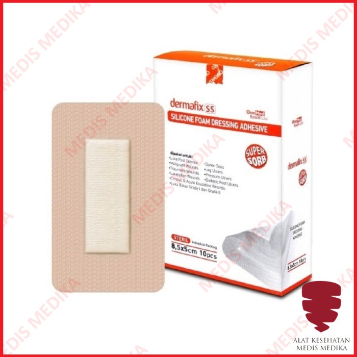 Dermafix SS 8.5 x 5 cm Onemed Adhesive Silicone Foam Super Sorb Dressing Plester Luka Plaster Sesar 8.5x5 8.5x5cm