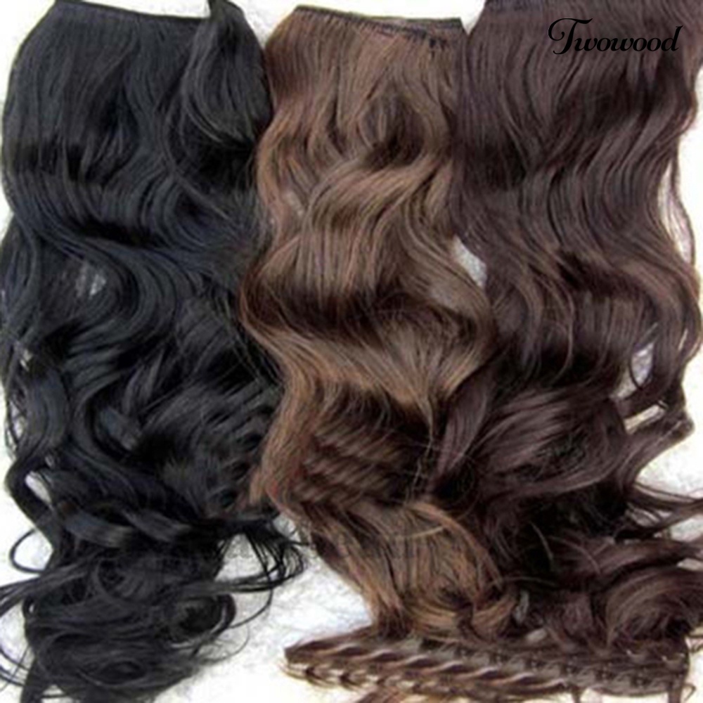 Twowood Wanita Fashion Kecantikan Penuh Kepala Klip Keriting Bergelombang Rambut Sintetis Ekstensi Wig