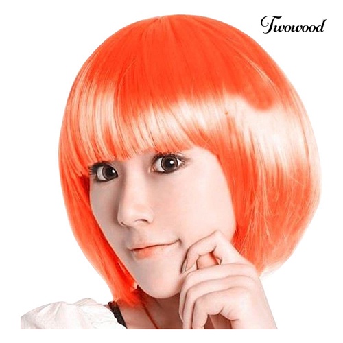 Twowood Wanita Fashion Rambut Pendek Lurus Penuh Cosplay Party Bob Hair Pesta Malam Wig