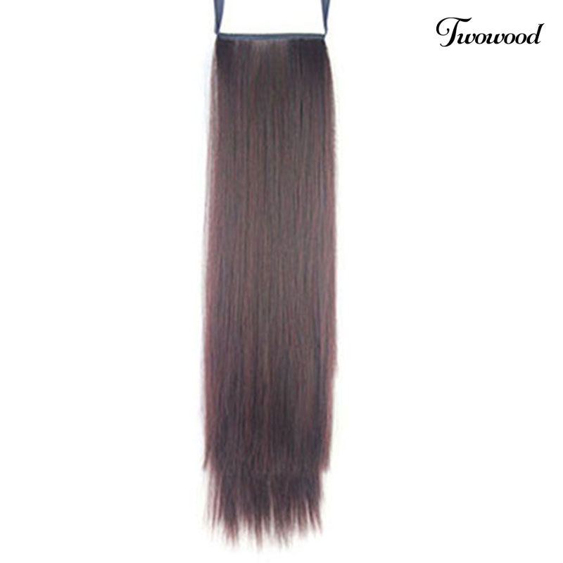 Twowood Fashion Wanita Panjang Lurus Sintetis Ponytail Rambut Ekstensi Potongan Rambut Wig