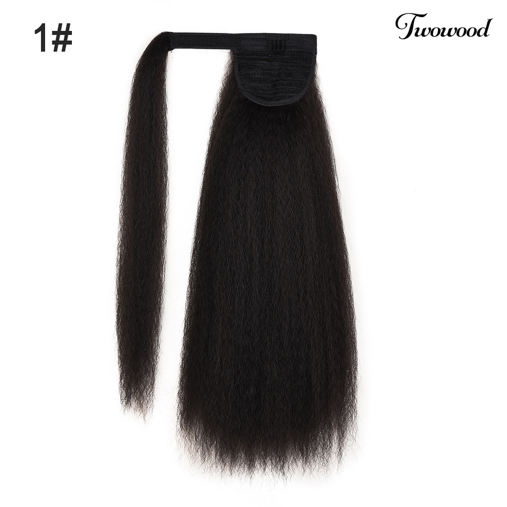 Twowood 55cm Wanita Berbulu Panjang Sintetis Pony Tail Afrika Wig Rambut Ekstensi Sopak