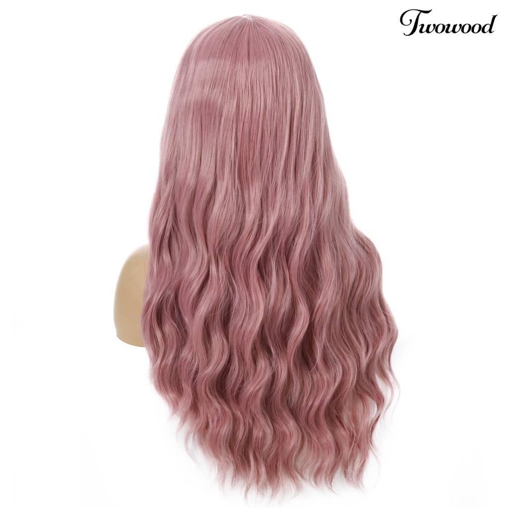 Twowood Fashion Wanita Cosplay Pesta Harian Panjang Keriting Wig Sopak Rambut Imitasi Dengan Poni