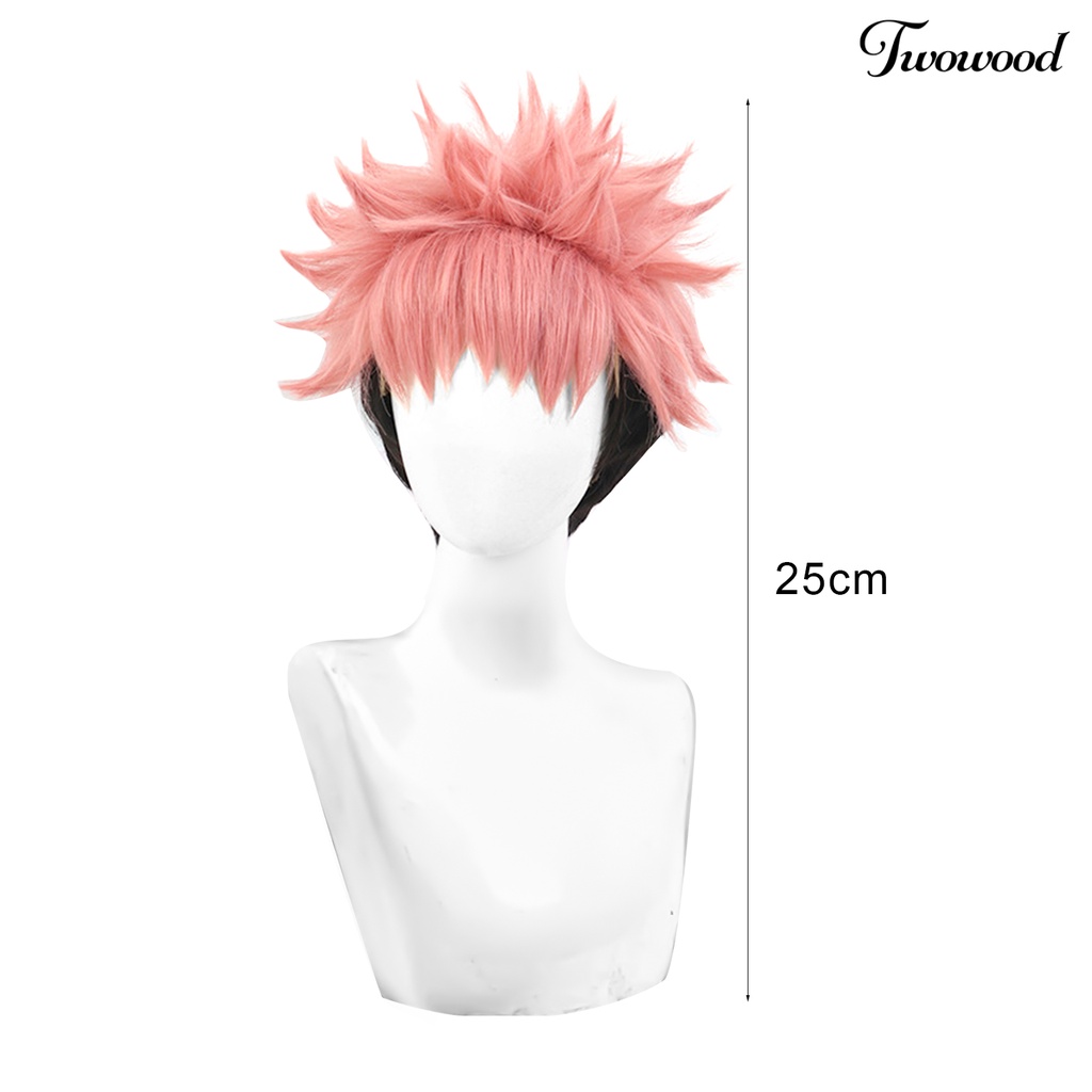 Twowood Unisex Karakter Anime Gradien Pendek Rambut Palsu Wig Cosplay Pesta Dekorasi Props