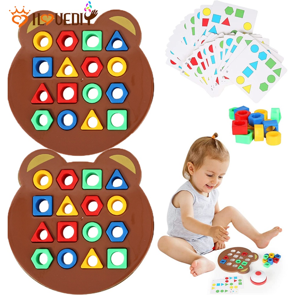 Mainan Permainan Permainan Pertempuran Interaksi Orang Tua-Anak Bayi Montessori Mainan Logis Bentuk Geometris Warna Senada Puzzle 3d Papan Prasekolah Bermain Pendidikan Dini Blok Puzzle Menyenangkan