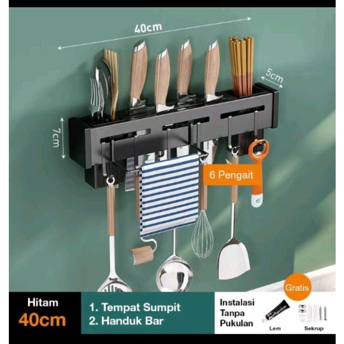 Tempat Taruh Pisau Dan Sumpit Rak Dinding Dapur Stainless Steel/Kitchen Rack Taruh Sendok Garpu