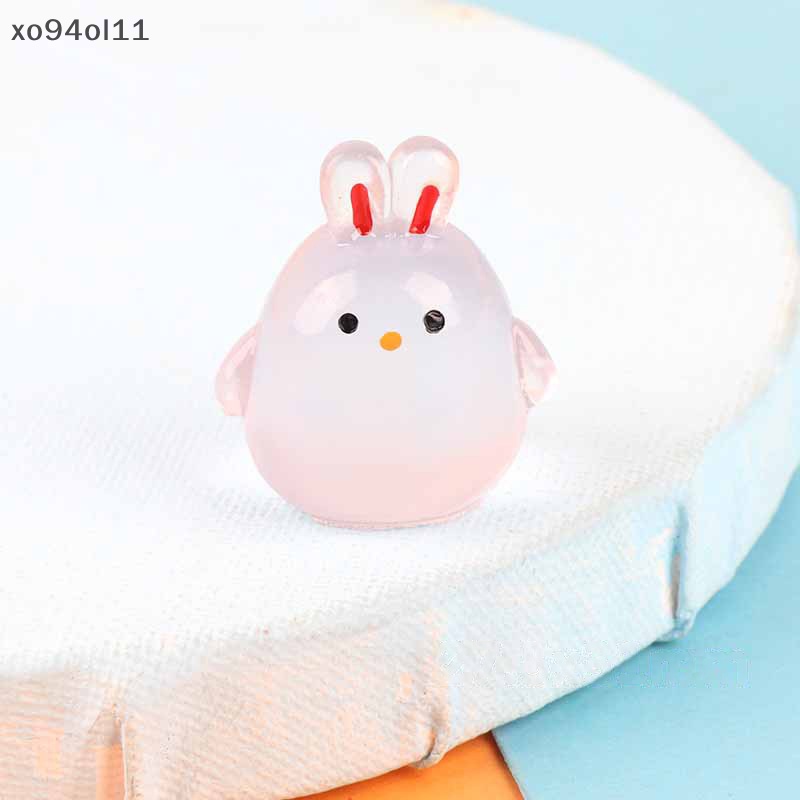 Xo 2Pcs Ornamen Kelinci Bercahaya Kartun Bunny Doll Micro Landscape Dekorasi Rumah Boneka Mainan OL