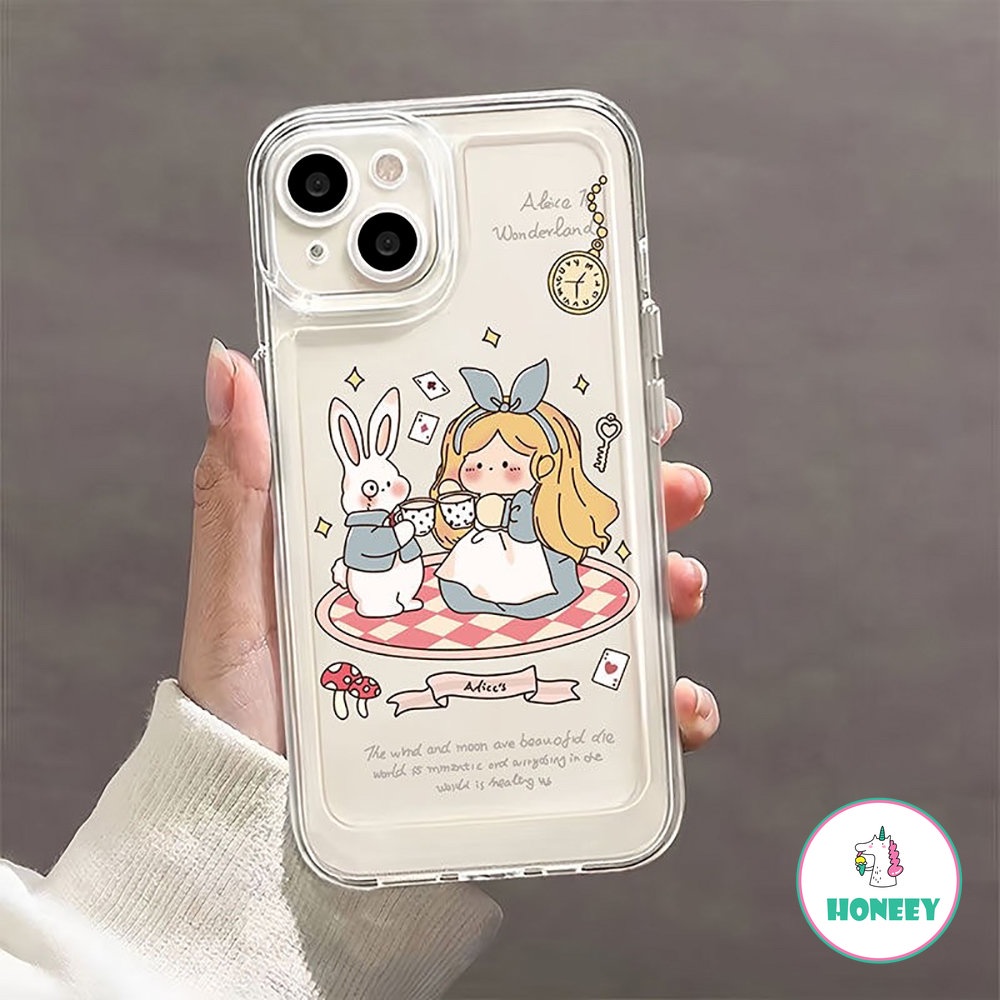 IPHONE Kartun Kelinci Gadis Transparan Casing Ponsel Untuk Iphone14 12 Pro 13 12 14 11 Pro Max XR XS 7 8Plus Shockproof Soft Back Cover