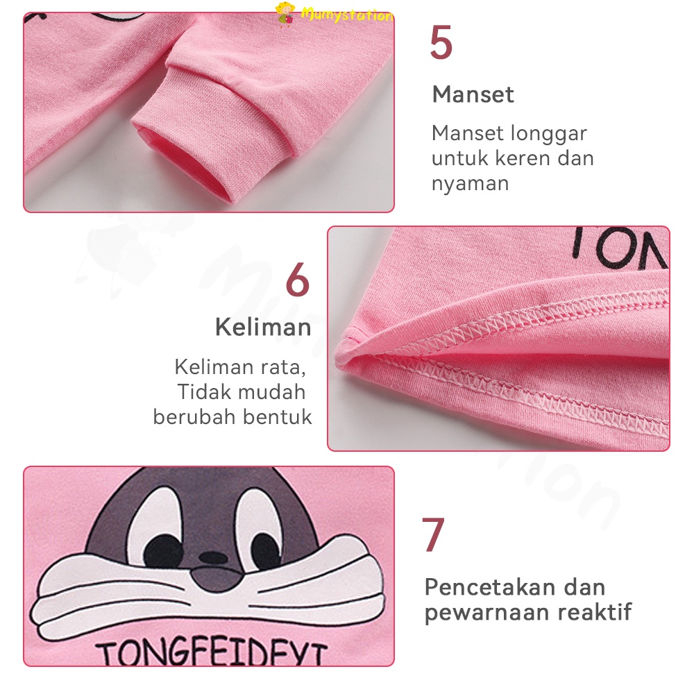 Mumystation Piyama Bayi Setelan Baju Piyama Bayi Setelan Lengan Panjang Celana Panjang Baby Sleepsuit import Cetakan binatang yang Lucu