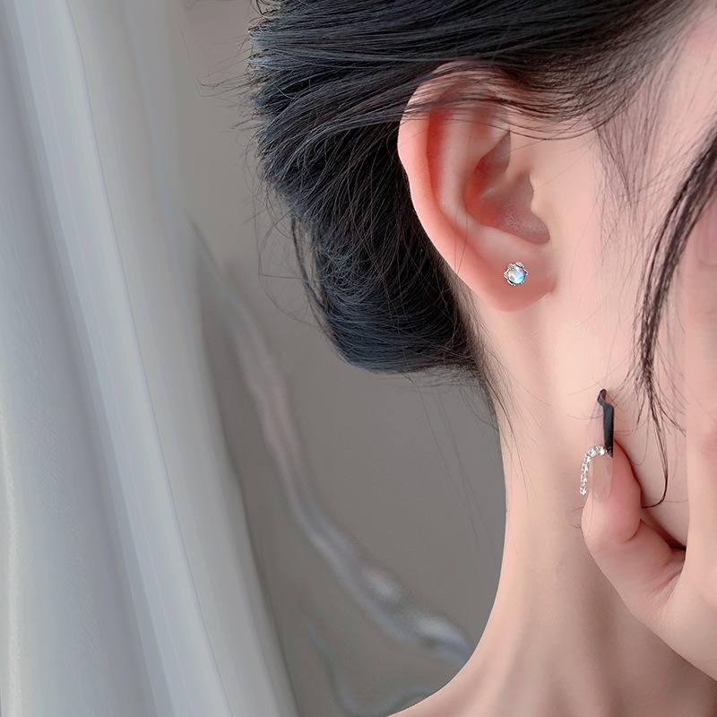 Anting Sekrup Opal Warna-Warni Elegan Fashion Perak Stud Earring Untuk Wanita Hypoallergenic Aksesoris Perhiasan