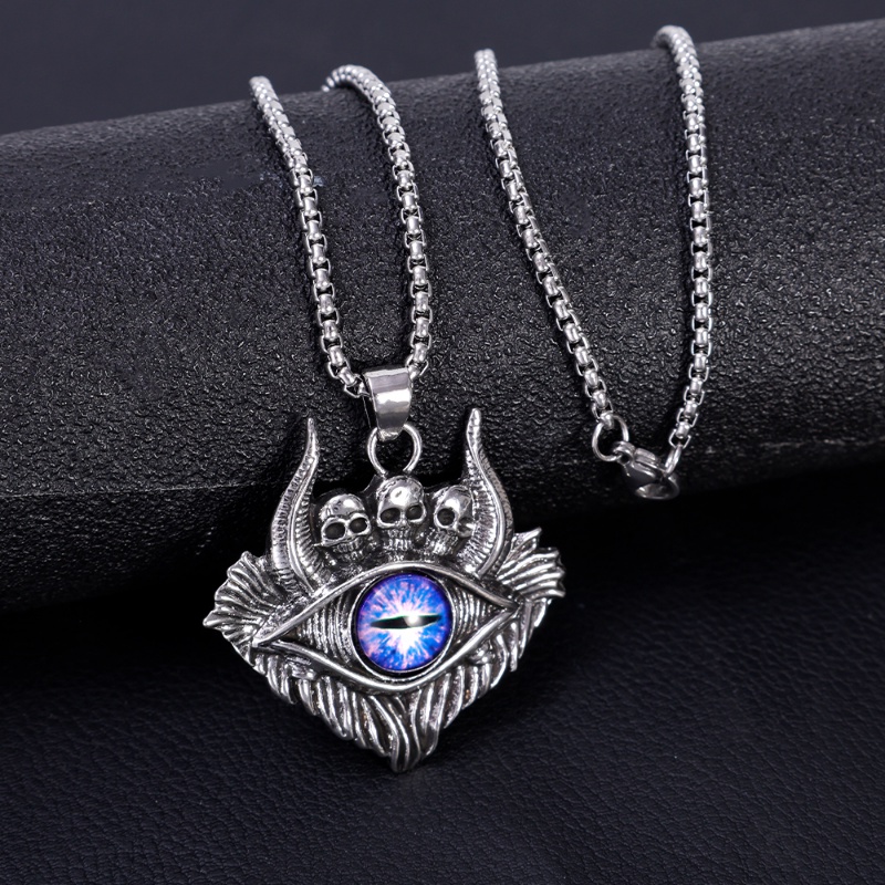 Gaya Eropa Dan Amerika Retro Gothic Tengkorak Setan Mata Kalung Pria Wanita Hip Hop Punk Metal Pendant Necklaces Populer Perhiasan