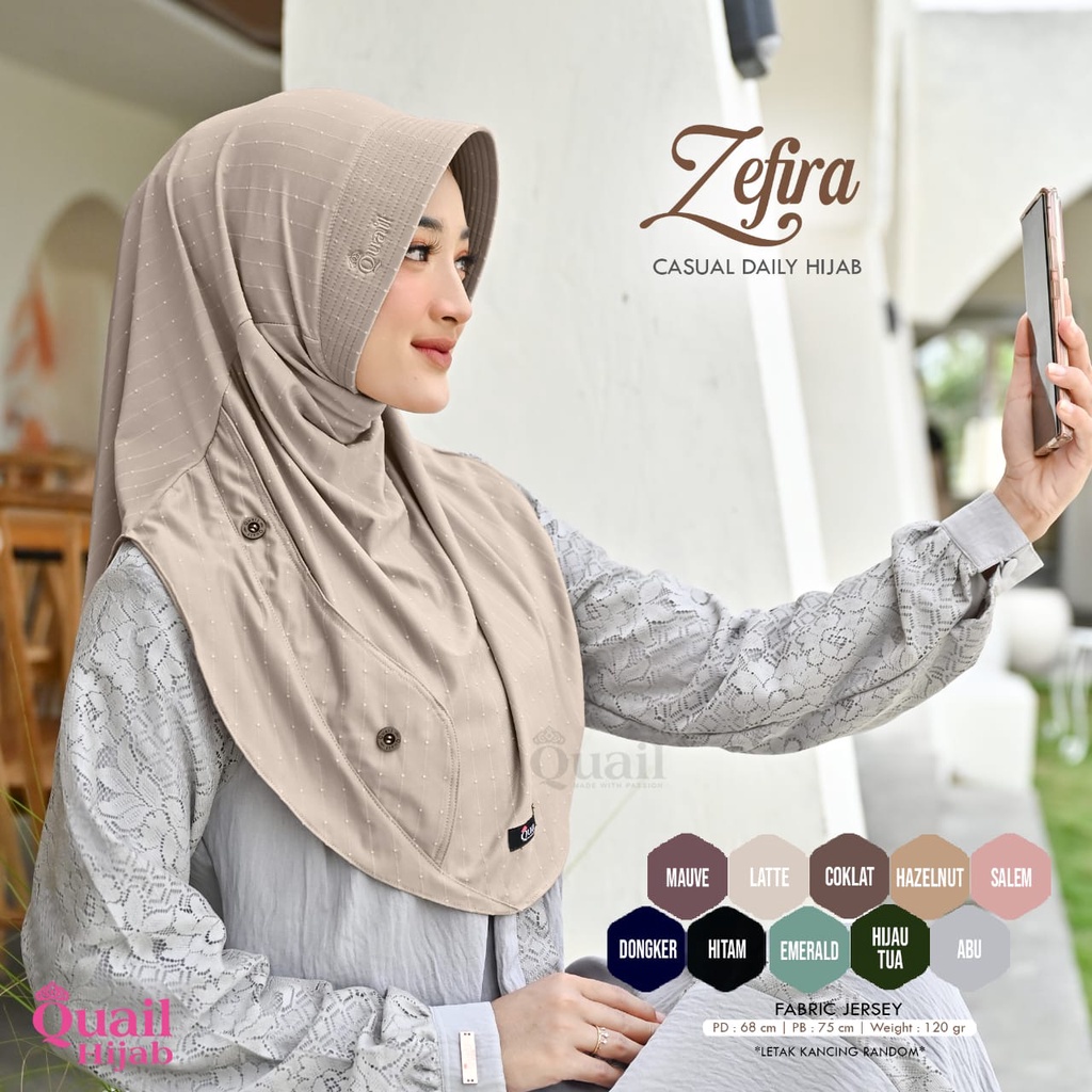 Zefira Daily hijab Original Quail Hijab Wanita Fabric Jersey Zefira Quail BE