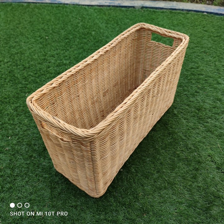 60 Kerajinan Tangan Rotan - Keranjang Tempat Majalah Serbaguna 46x17x24cm