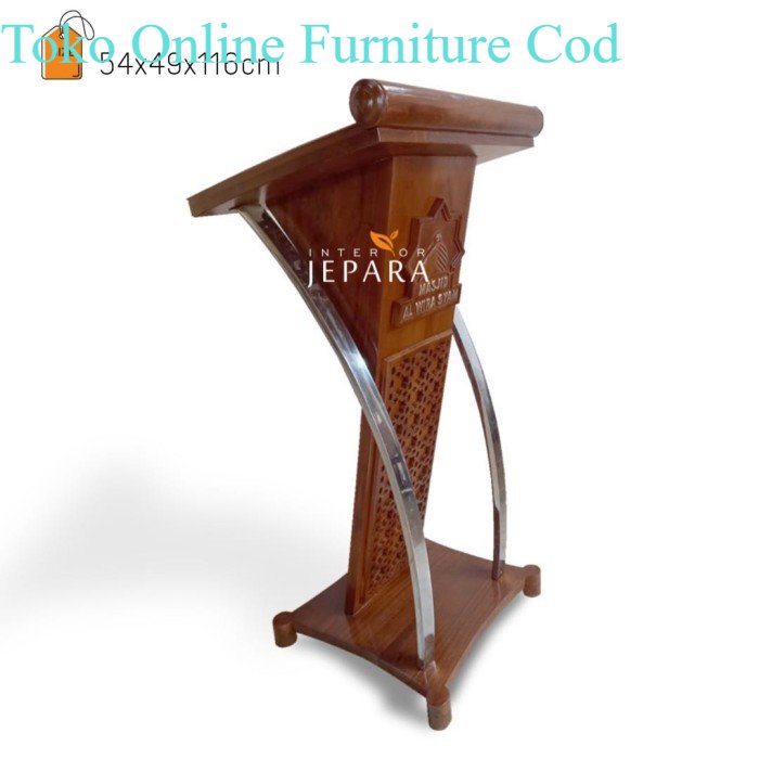 

Podium Mimbar Kepresidenan Bahan Kayu Jati dan Stainleess - Model 1 termurah