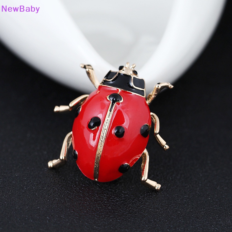 Newbaby Fashion Enamel Merah Kepik Serangga Bros Kumbang Pin Syal Korsase Perhiasan Hadiah ID