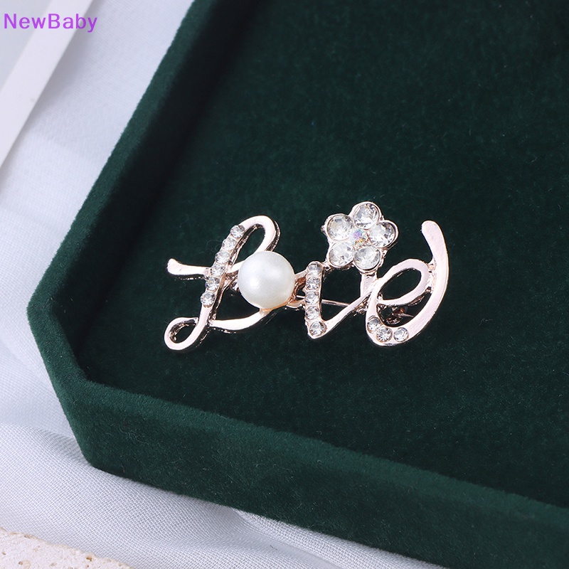 Newbaby Berlian Imitasi Cinta Bros Untuk Wanita Huruf Pesta Kantor Bros Pin Lucu Perhiasan Aksesoris Valene Hadiah Hari ID