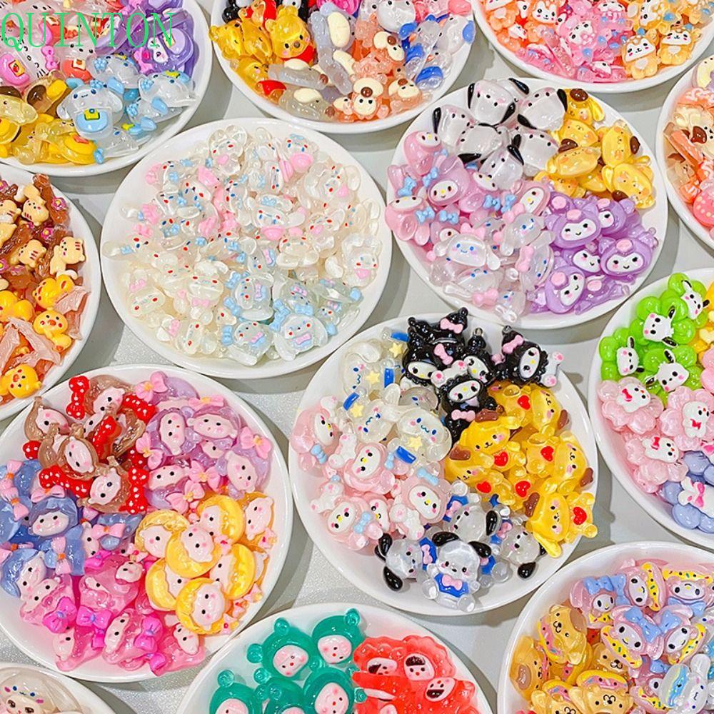 Quinton Diy Resin Patch Kawaii 10pcs Dekorasi Ponsel Case Aksesoris Resin Dilapisi Kuromi Mini Figure Diy Scrapbooking Handmade Bahan Cinnamoroll Diy Kerajinan Goo Card Bahan