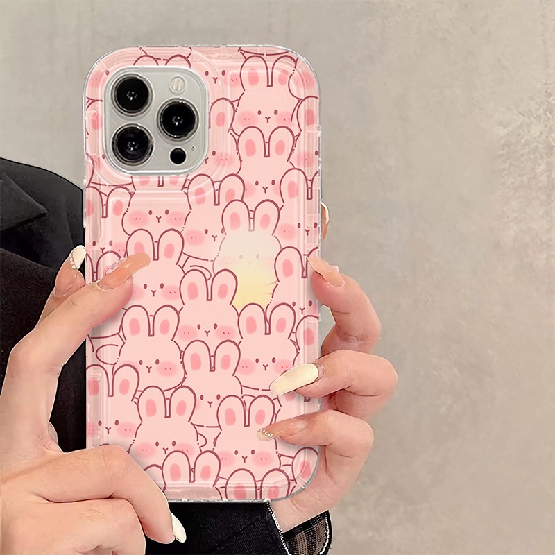 Kelinci Lucu Soft Phone Case Kompatibel Untuk IPhone Casing14 13 11 12 Pro XS Max X XR 7+ 8plus TPU Silikon Shockproof Cover