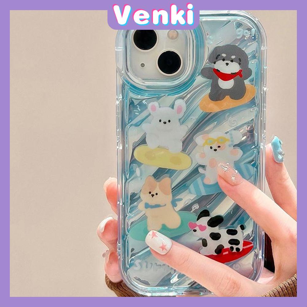 Venki - Untuk Iphone11 iPhone Case Laser Reflektif Bening Case TPU Lembut Shockproof Airbag Case Cute Surfing Critter Kompatibel Dengan Iphone14 13 Pro Max 12 Pro Max XR XR 7Plus 8Plus