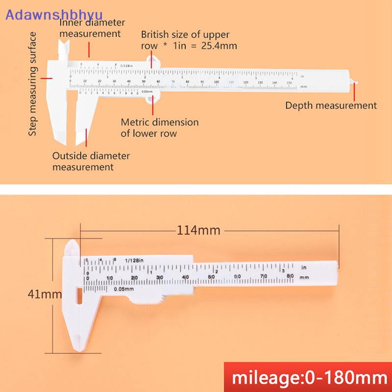 Adhyu Jangka Sorong Plastik Mini DIY Alat Woodworking Metalworking Skala Ganda Sliding Gauge Plastic Vernier Caliper Aperture Depth Diameter Measure Tool ID