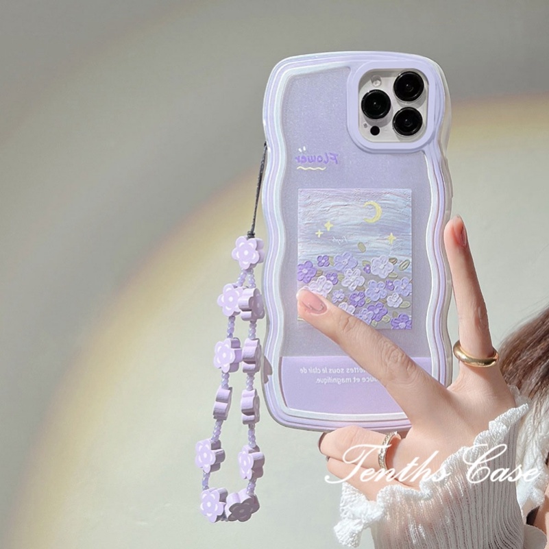 Kompatibel Dengan Samsung S23 Ultra S23+S23 S22 S21 S20 Plus S22 S21 S20 Ultra S20 FE S21 FE Note 20Plus Note 20UltraMoon Flower Phone Case Dengan Lanyard Cover