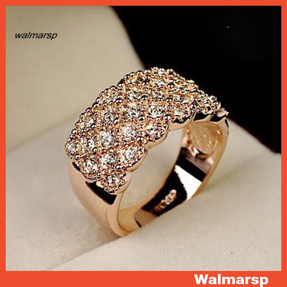 Ws Wanita Mewah Berlian Imitasi Bertatahkan Jari Cincin Pernikahan Pertunangan Perhiasan Hadiah