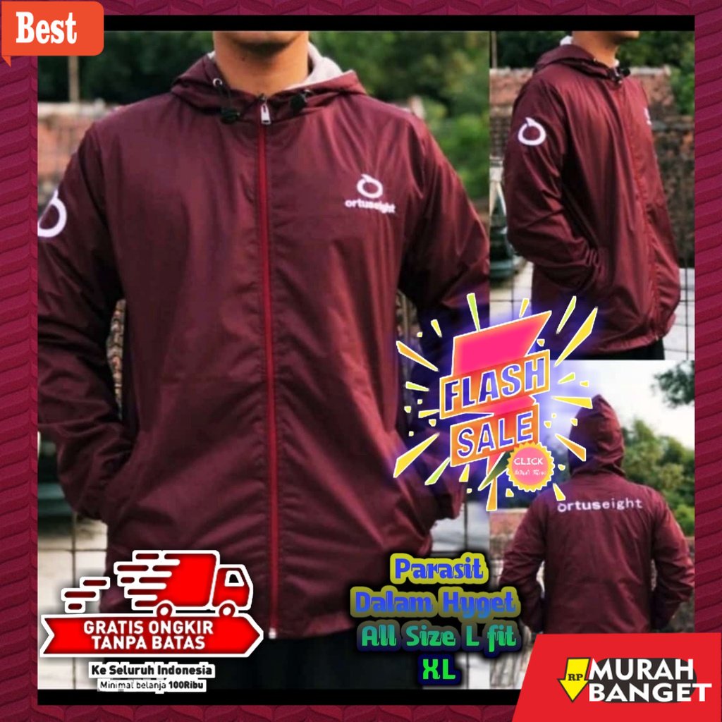 Jaket parasut pria terbaru- Jaket Bahan Parasit Cowok Lari Jacket Parasut Olahraga Jogging Ortuseigh