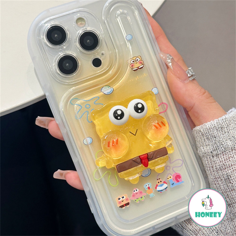 Casing SpongeBob Lucu Untuk iPhone 14 Pro Max Case iPhone 11 Pro Max12 13 Pro XR Xs Max7 8 Plus Bening Airbag Anti-Drop Back Cover