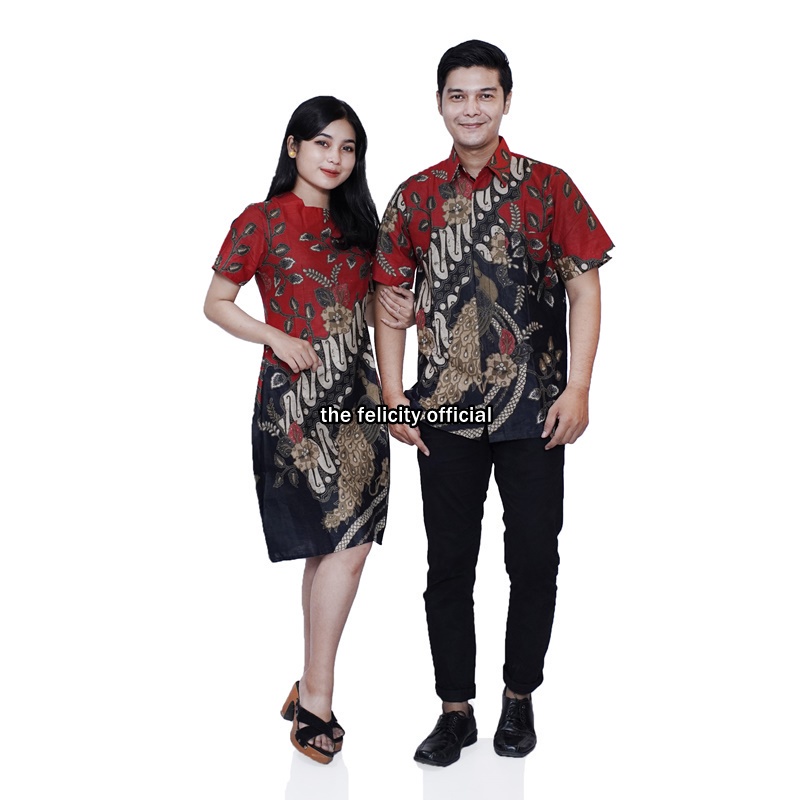 Couple Batik Kemeja Pria Dress Batik Wanita Jumbo Lengan pendek Pakaian Keluarga Phoenix