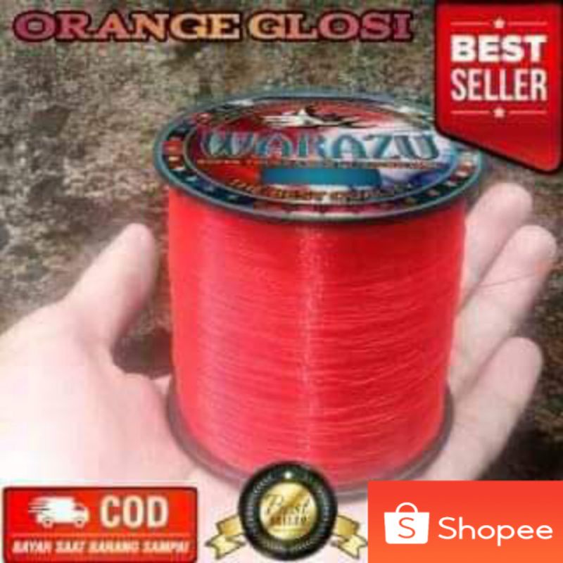 WARAZU FISHING LINE WARNA ORANGGE GLOSSY bisa COD (SENAR PANCING ANTI KRITING,ELASTIS,KUAT,TAHAN GES