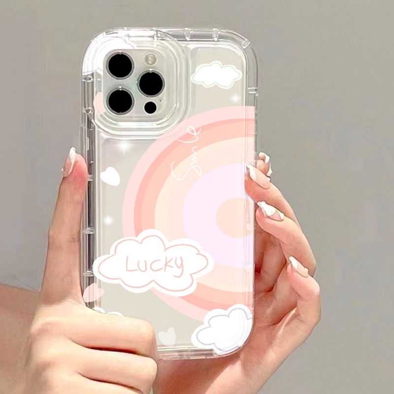 IPHONE Lucky Pink Cute Case Kompatibel Untuk Iphone7Plus8Plus6Plus11 14 13 12 Pro MAX XR X XS MAX SE Airbag Shockproof Cover