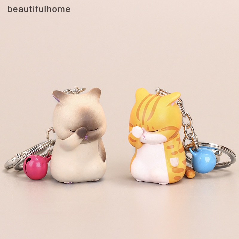 {Cantikhome} Gantungan Kunci Kucing Malu Lucu Chubby Kitten Keyring Trinket Bag Ornament Keys.