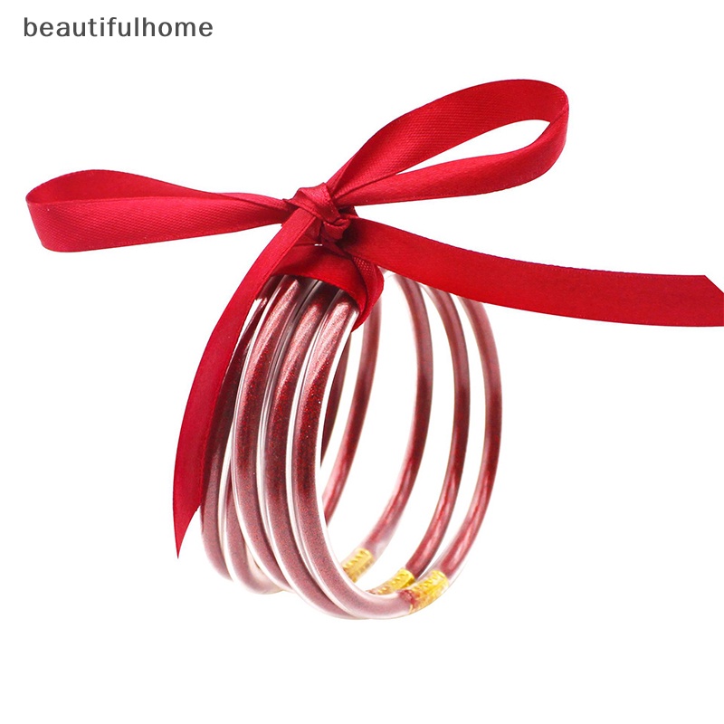 {beautifulhome} 1set Shiny Gold Buddhist Rush Gelang Halus Bharm Budha Gadis Gelang Silikon Plastik Glitter Jelly Budha Cahaya Gelang Hadiah.