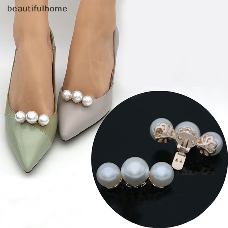 {beautifulhome} 1pc Lady Shoe Clip Mutiara Klip Hias Wanita Removable Shoe Charm Buckle.