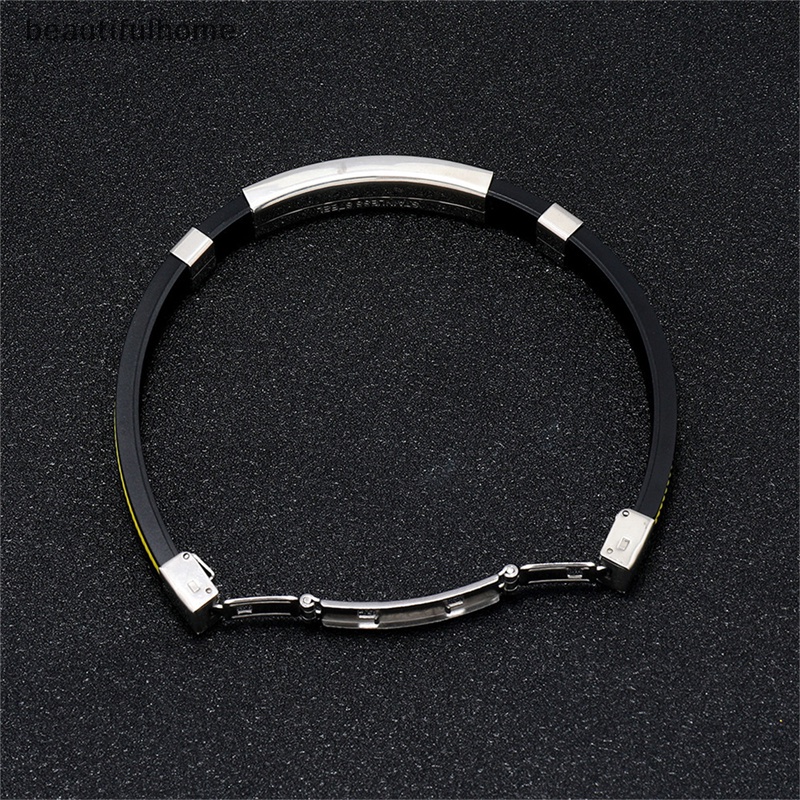 {beautifulhome} Gelang Silikon Unisex Gelang Persahabatan Untuk Wanita Pria Detox slimming Titanium Steel Bracelet.