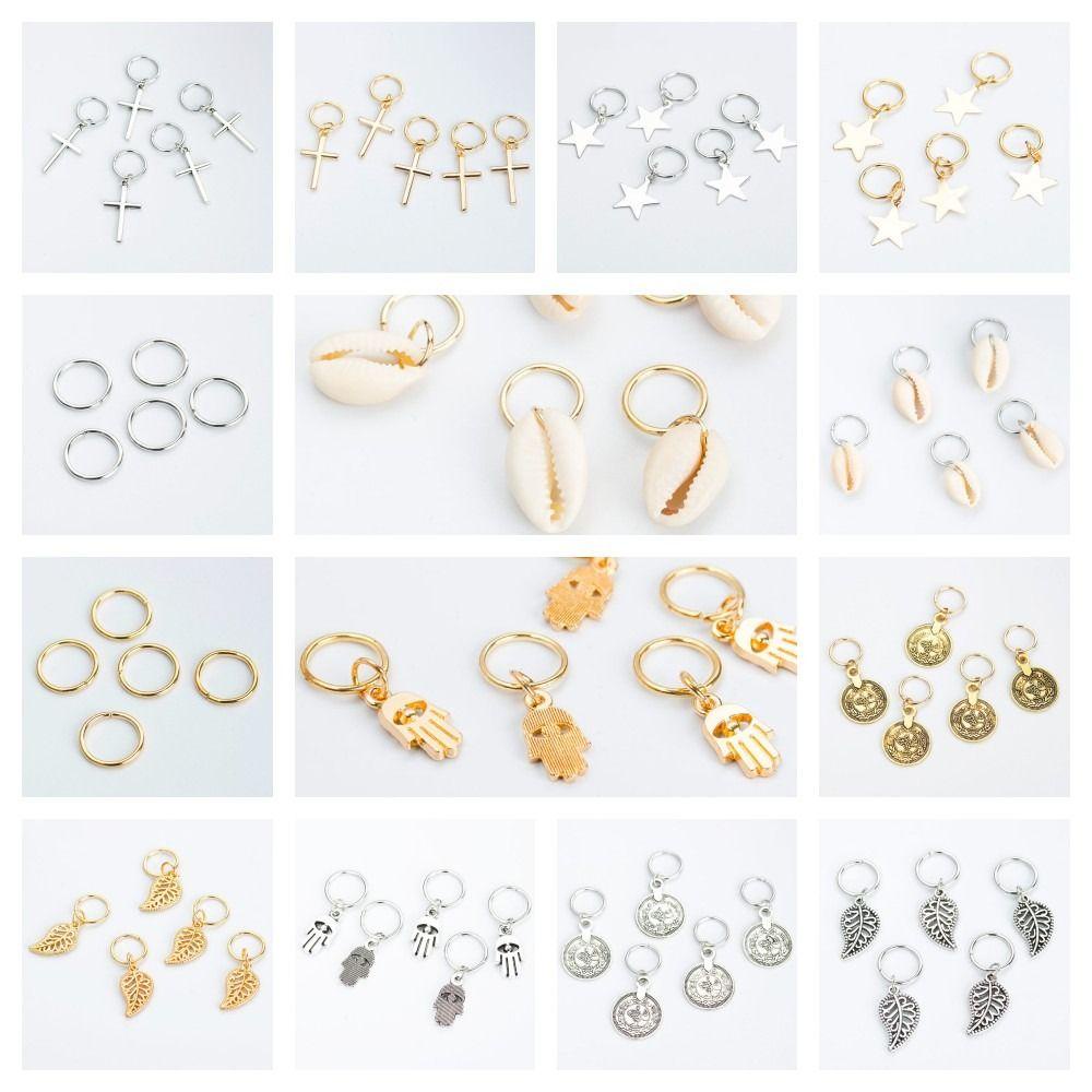 Mxbeauty 5pcs /set Cincin Rambut Hiasan Perhiasan Silver Bintang Gimbal Aksesoris Alat Alloy Manset Rambut Untuk Wanita