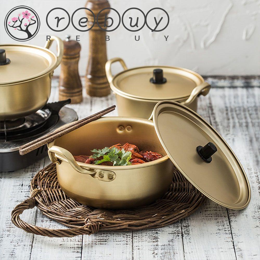 Rebuy Ramen Pot Breakfast Cooking With Lid Aluminium Alat Dapur Golden Soup Pot