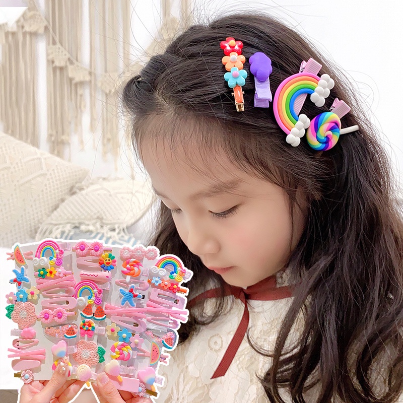 Set Jepitan Rambut Anak Perempuan Korea 14 Pcs Lucu Karakter Terbaru