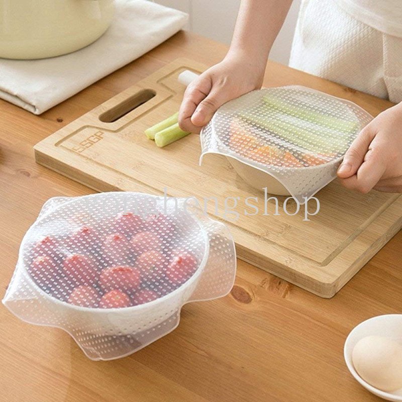 Silikon Bungkus Makanan Bening Cling Film Multifungsi Reusable Stretchable Lid Kulkas Food Preservation Seal Covers Fresh Keeping Bowl Cover Kitchen Gadget