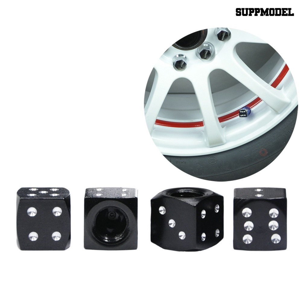 [SM]4Pcs Tutup Katup Debu Desain Dadu Motor Mobil Elektrik Tire Stem Cover