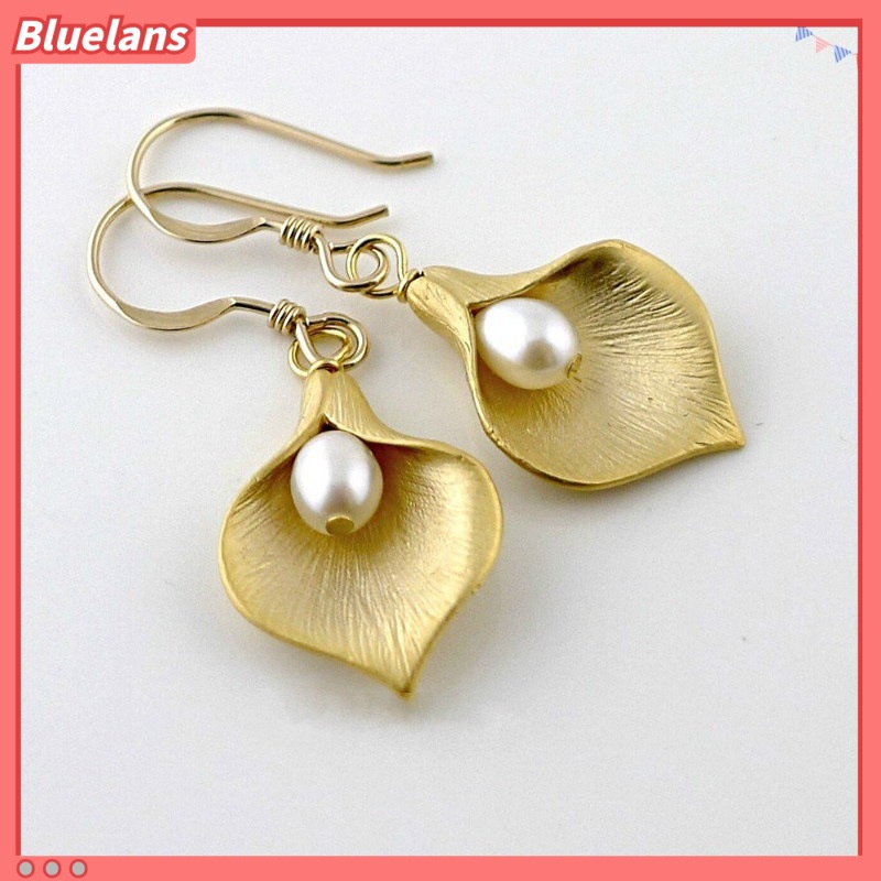 [BLS] Anting Mutiara Bunga fashion Eropa Dan Amerika Serikat fashion calla lily earrings