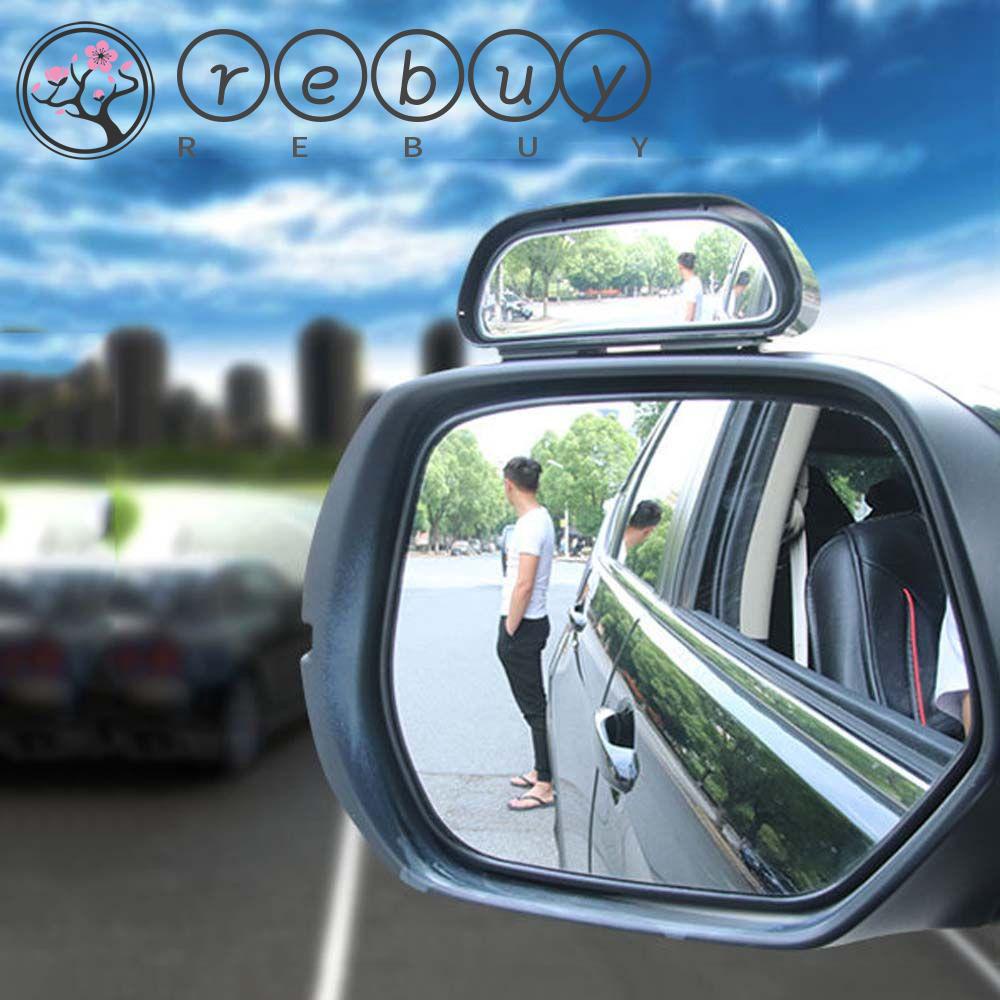 Rebuy Car Reversibel Aid Mirror Rotasi Universal Aksesoris Mobil Alat Bantu Parkir Persegi Panjang HD Kaca Blind Spot Mirror