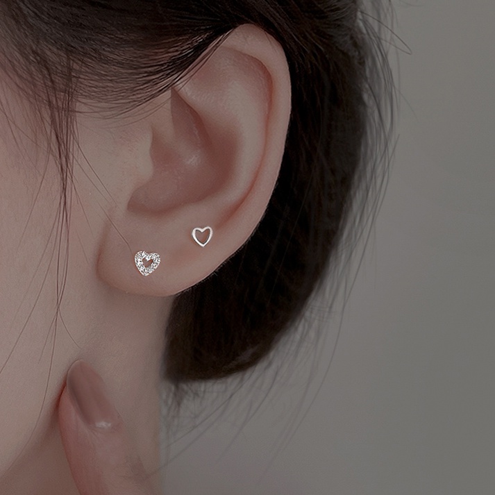 Yeezii 3pcs Fashion Kristal Perak Jantung Stud Anting Untuk Wanita Hypoallergenic Sederhana Kecil Earring Perhiasan Aksesoris