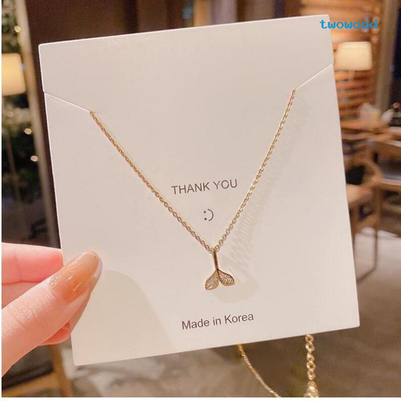 Twowood Berlian Mermaid Tail Rantai Klavikula Dolphin Kalung Perhiasan Kalung Fashion Wanita Serbaguna