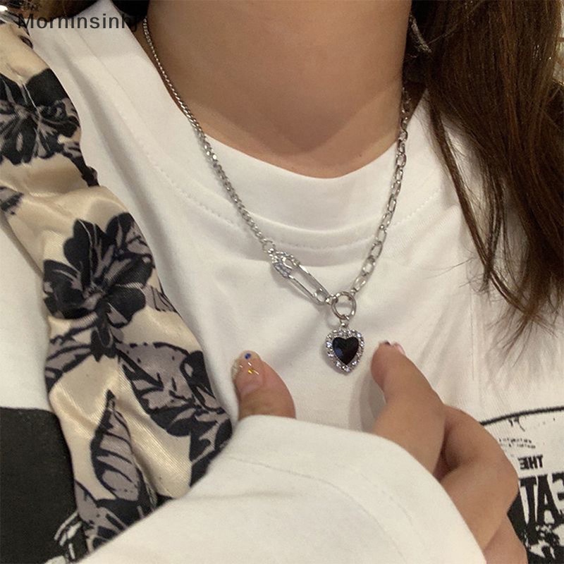 Mornin Punk Fashion Hitam Jantung Kalung Untuk Wanita Rantai Jantung Liontin Kalung Leher Choker Kalung Perhiasan Kerah id