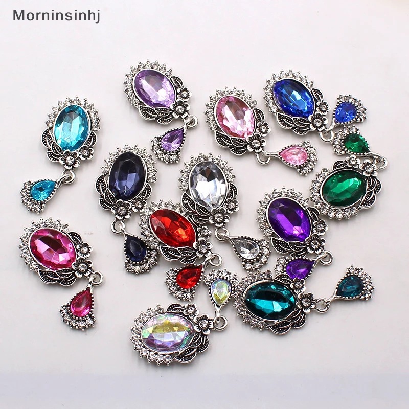 Mornin 23*52mm alloy oval shiny rhinestone Akrilik Liontin DIY Pakaian Gelas wine Bros Perhiasan Dekorasi Aksesoris id