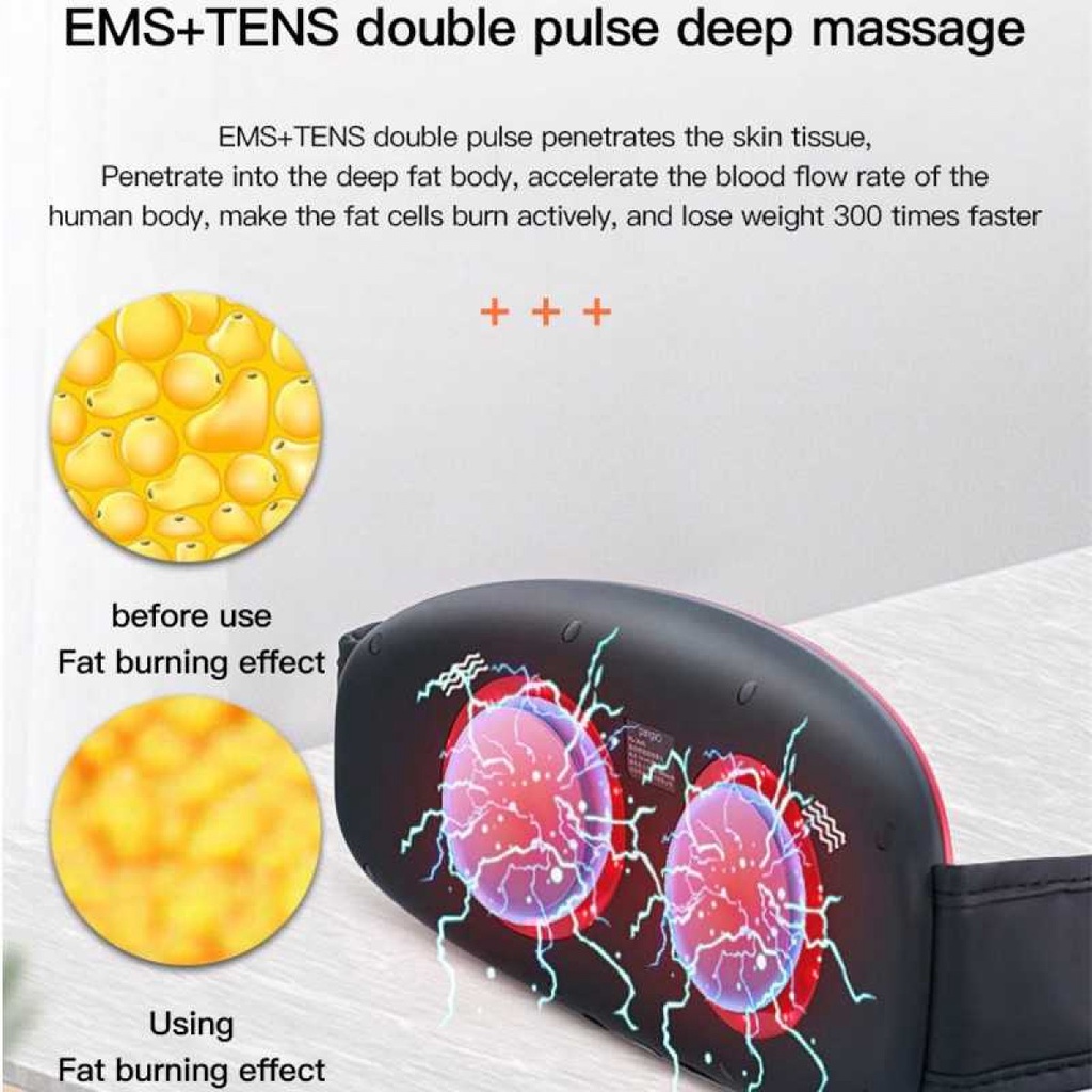 Sabuk Pelangsing Perut EMS Pijat Relaksasi Hot Vibration USB 6 Mode