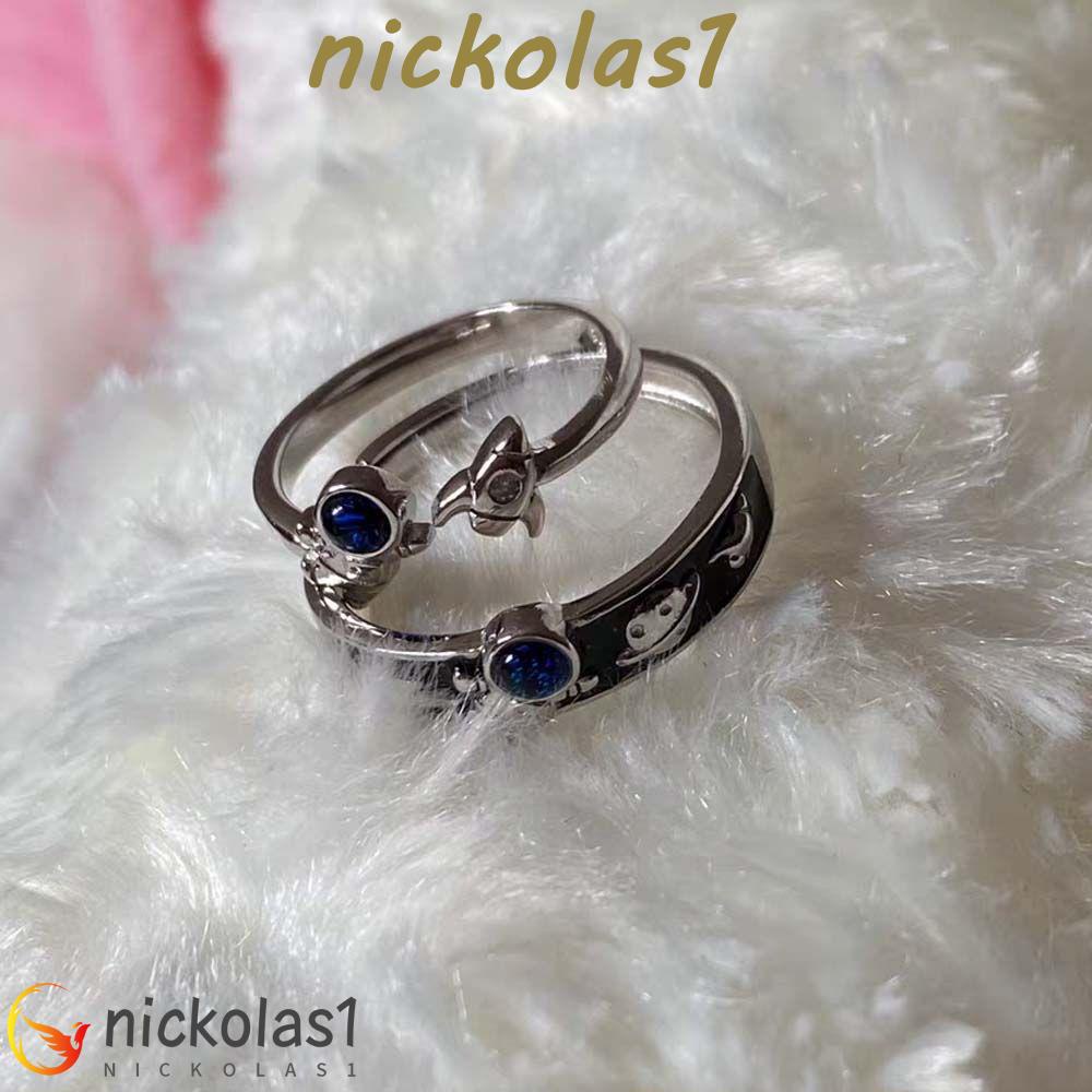 Nickolas1 Cincin Pembukaan Pasangan Trendy Adjustable Bintang Elegan Untuk Pria Vintage Wanita Rings